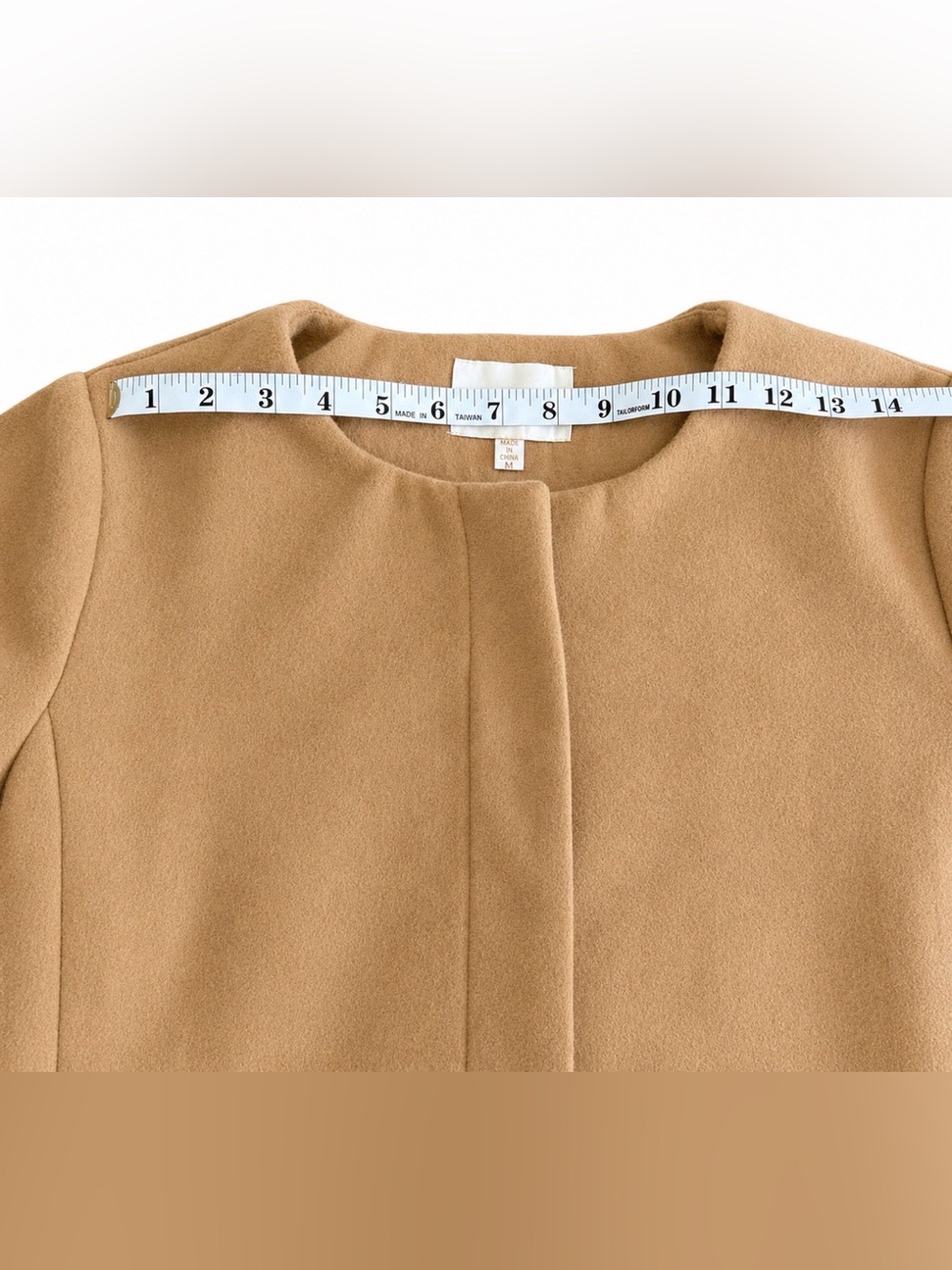 Skies Are Blue Camel Wool Blend Coat M Classic Minimalist Office Quiet Luxury - Picture 8 of 11